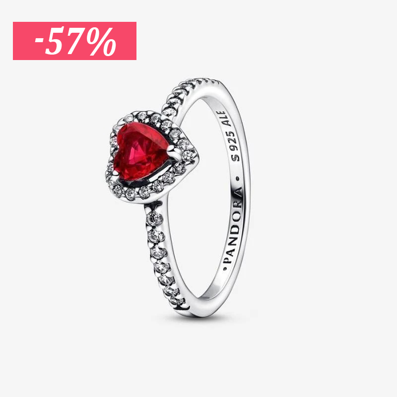 Anillo de corazón rojo elevado