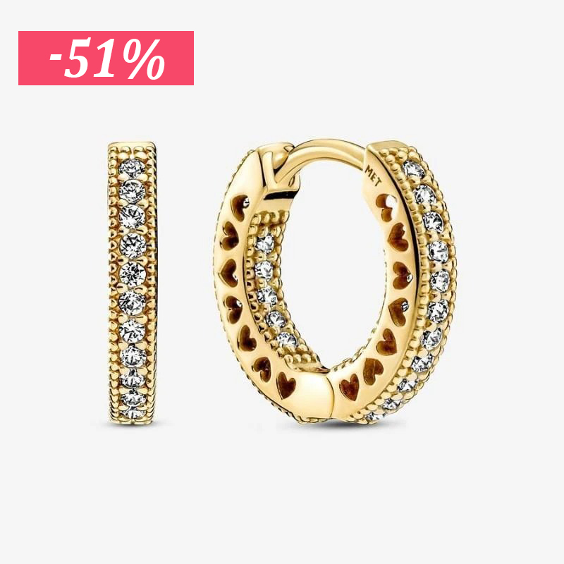 Pendientes de aro con corazón pavé