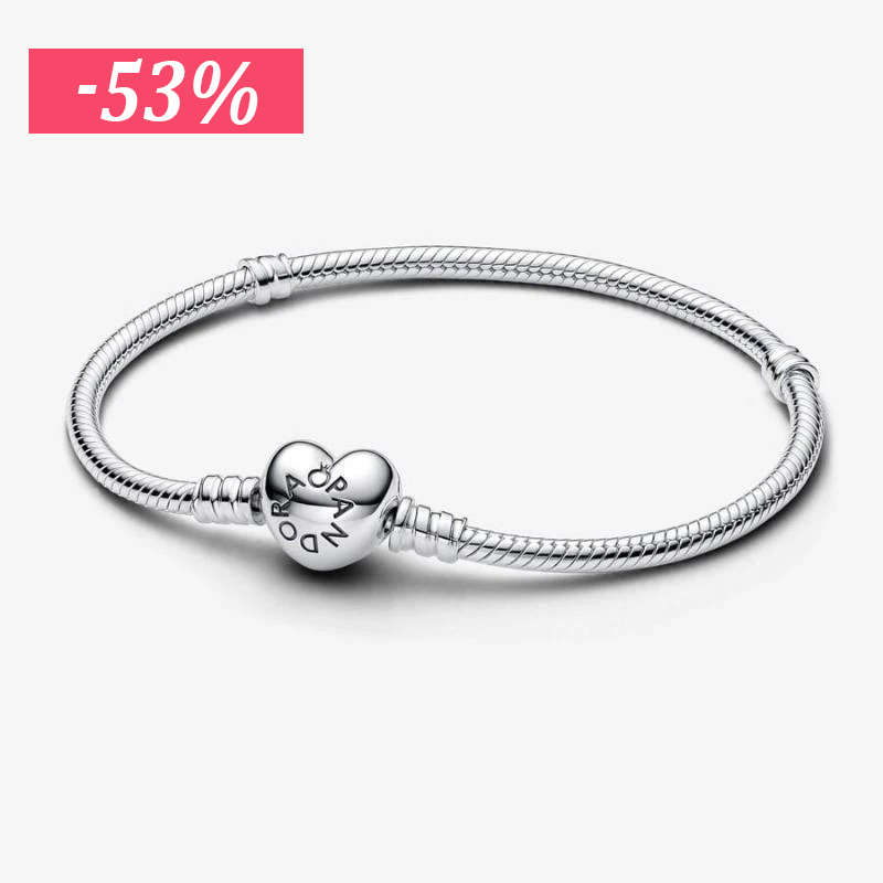 Pulsera de cadena de serpiente con cierre de corazón Moments